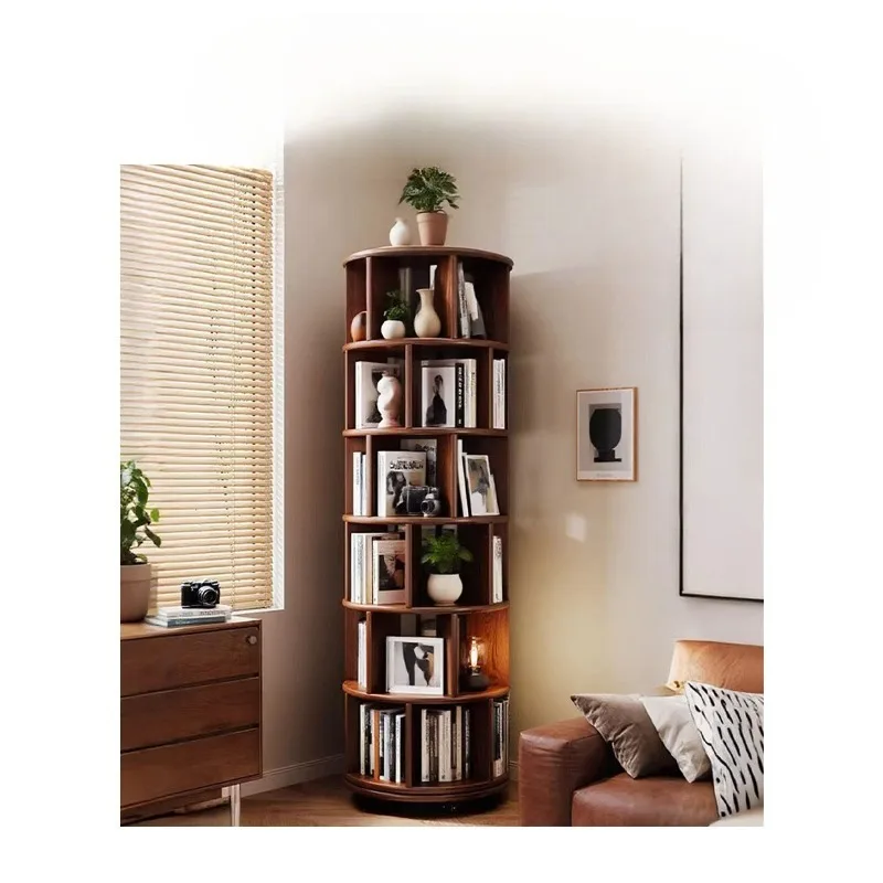Bookshelf Bookcase 360° rotation integrated movable floor-standing corner shelf