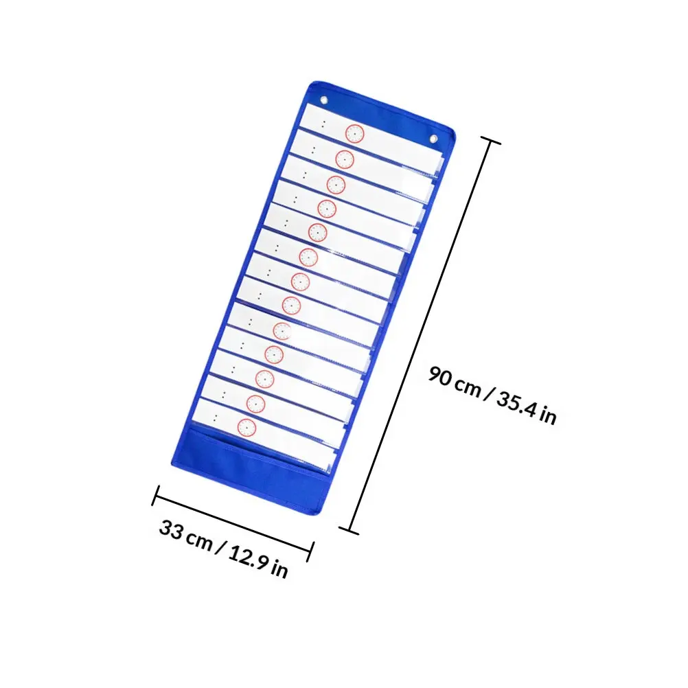 Reusable Schedule Pocket Chart with Double Sided Dry Erase Cards Hanging Classroom Organizer for Teachers