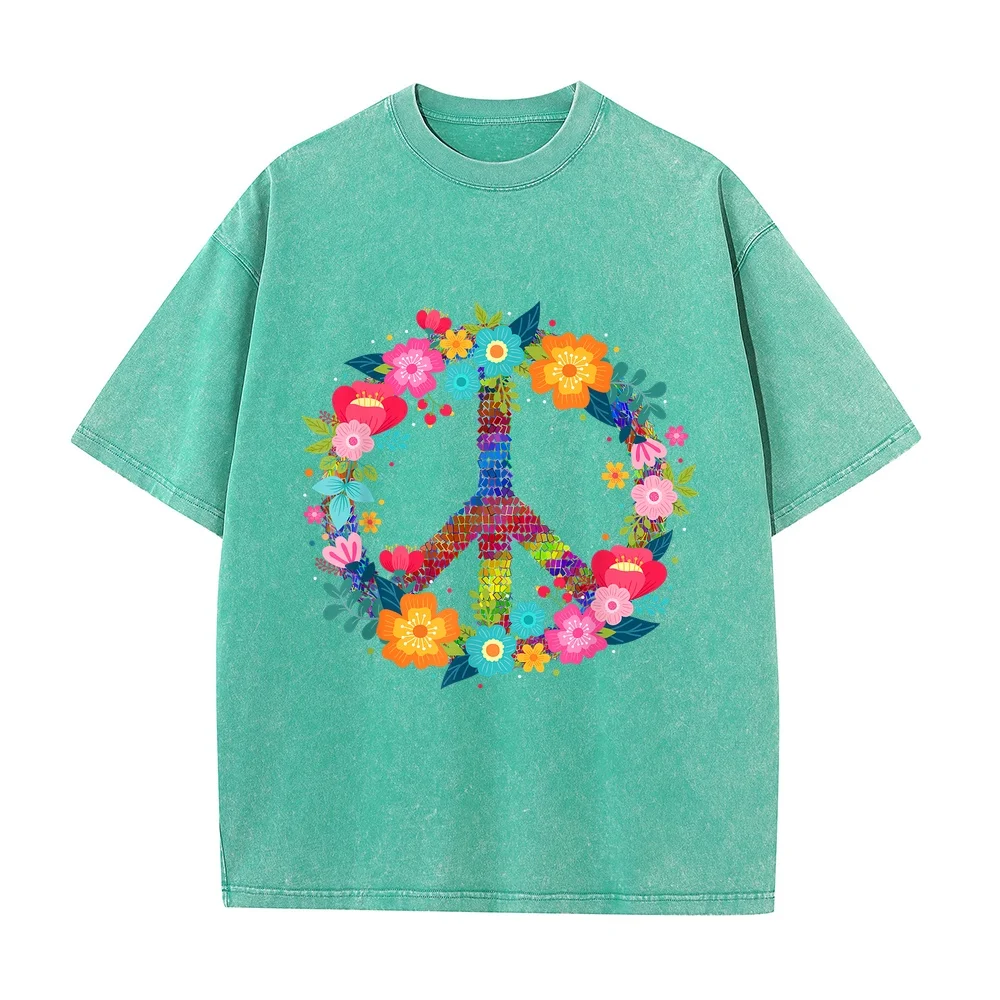 Peace Love Hippie Design 60s 70s Retro T-Shirt T Shirt Homme Men's Shirts Men Clothing Purple Graphic Tee Casual Printed