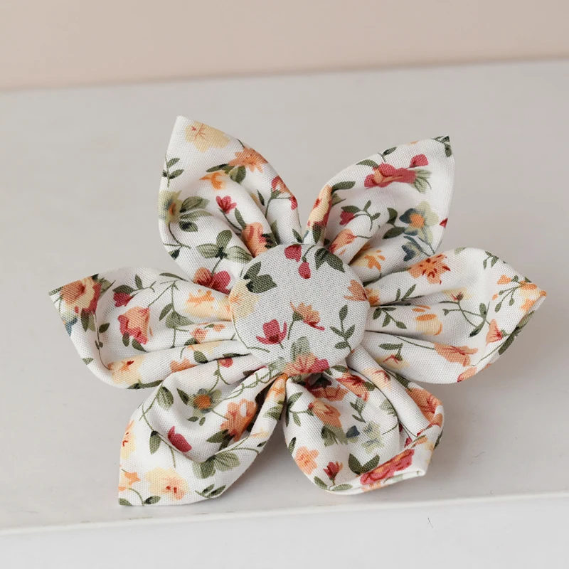 Flowers Printing Dog Harness Basic Dog Leash Adjustable Buckle Cotton Fabric for Large Small Dogs