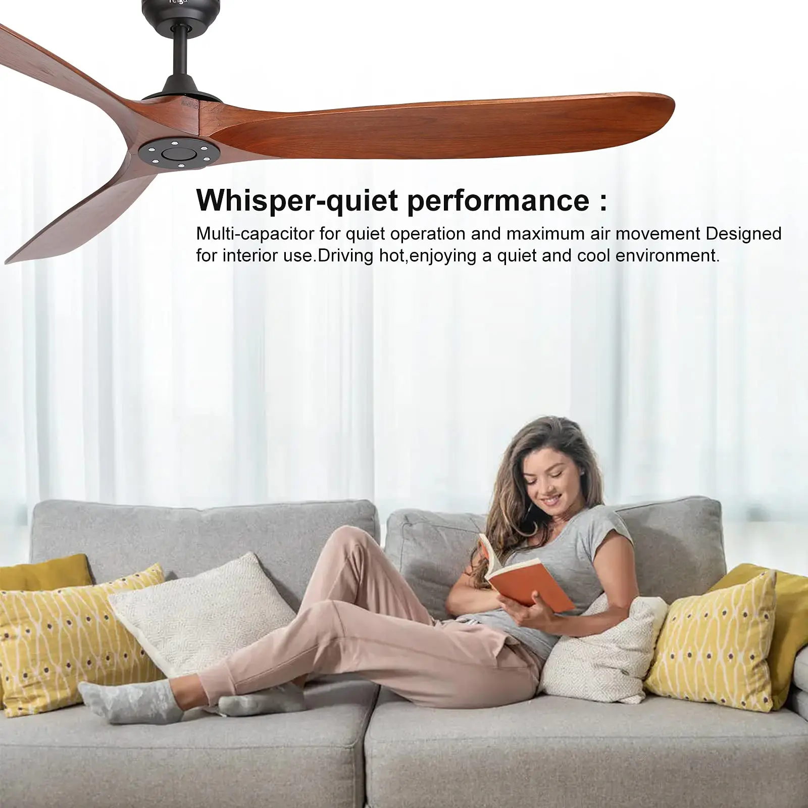 3-Leaf Strong Wind Nordic Ceiling Living Room Dining Room Industrial American Retro Commercial Variable Frequency Light Free Fan