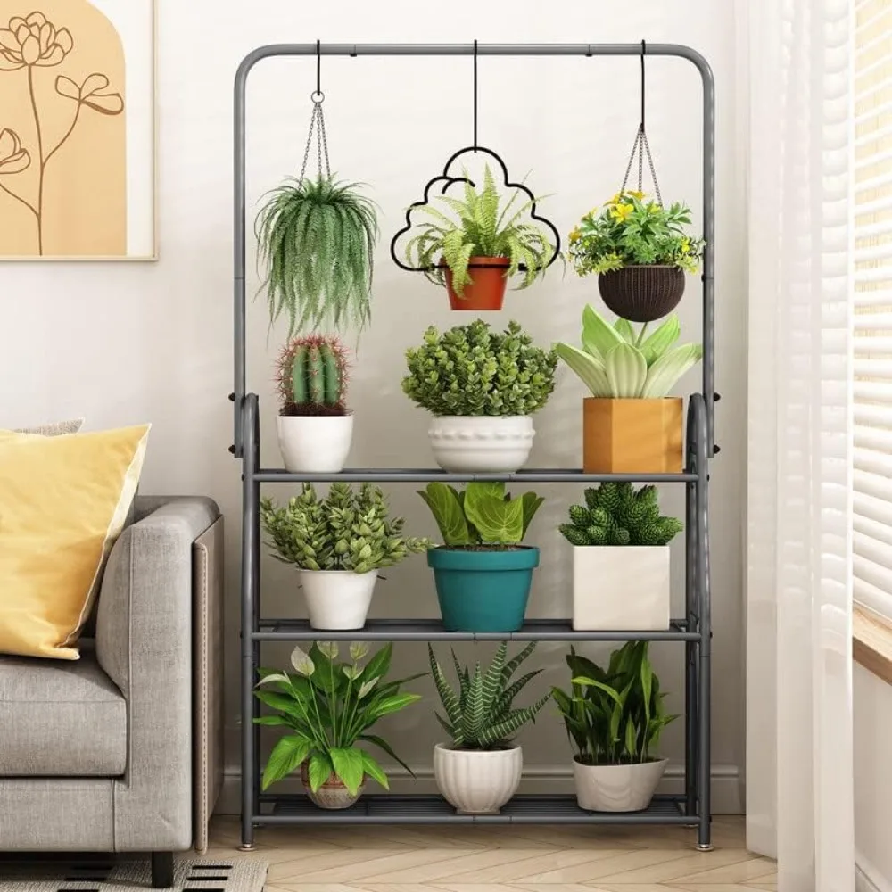 Plant Stand 3 Tier Indoor Outdoor Tall Corner Hanging Plant Shelf Metal Flower Stands Ladder Plant Holder Room Balcony Garden