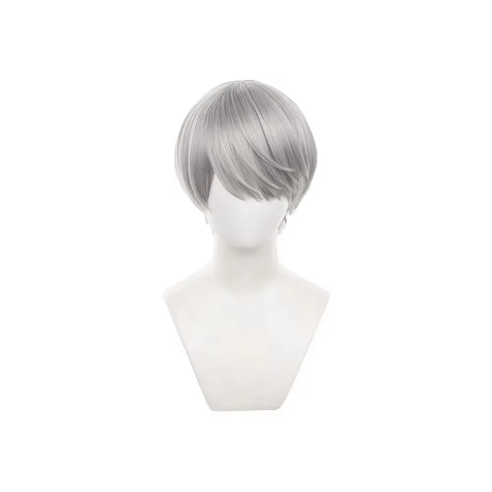

Anime Cosplay Narukami Yu Wig Short Straight Grey Synthetic Hair Peluca For Frieren Festival Role Play Props