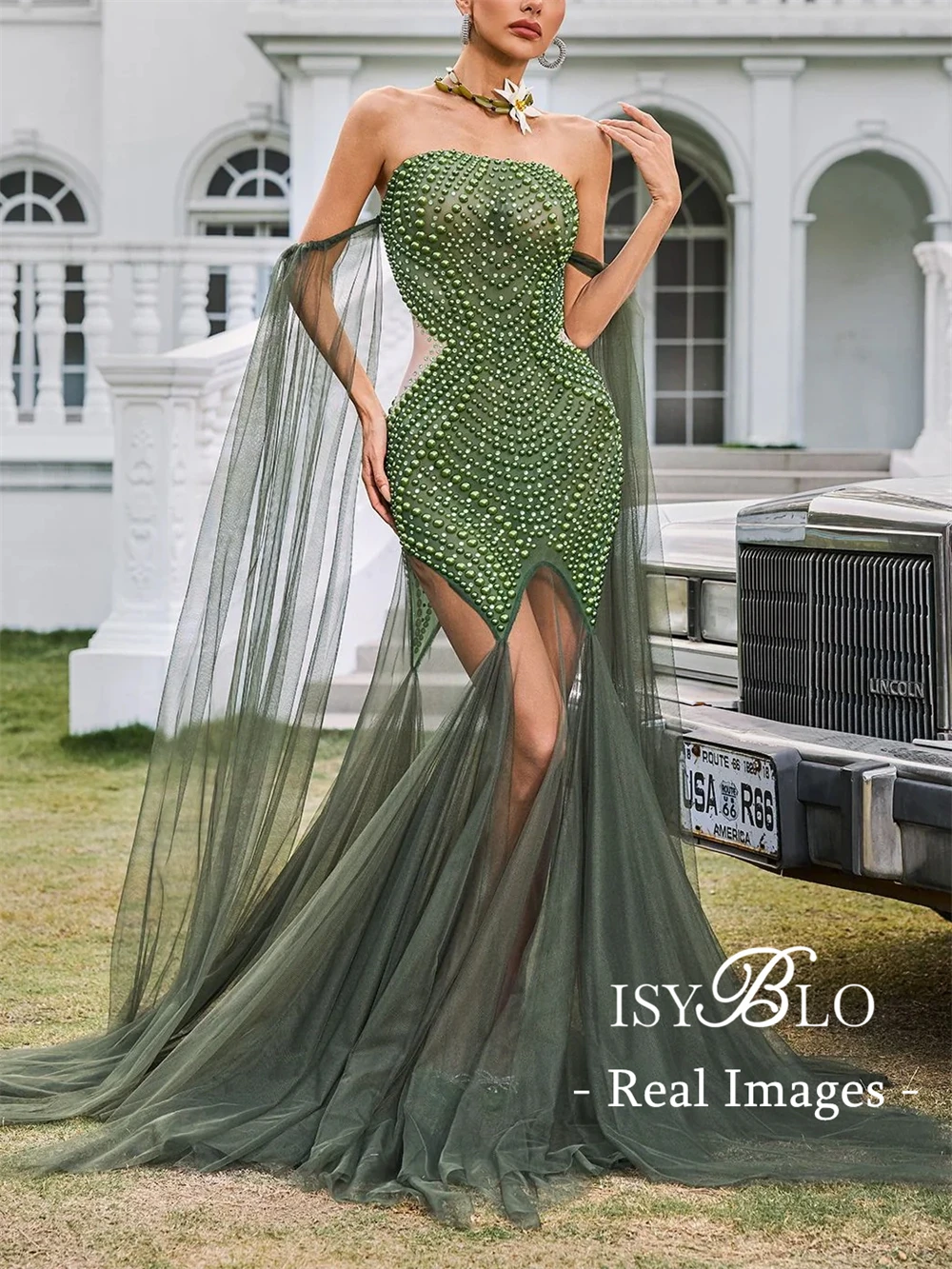 

ISYBLO- Real Photo Beaded Maxi Dress for Women 2025 Luxury Prom Dresses, Mermaid Long Evening Dresses