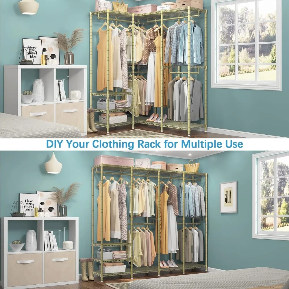 رف ملابس زاوية L40، خزانة قائمة بذاتها على شكل حرف L شديدة التحمل، رف ملابس معدني، خزانة زاوية لتعليق الملابس