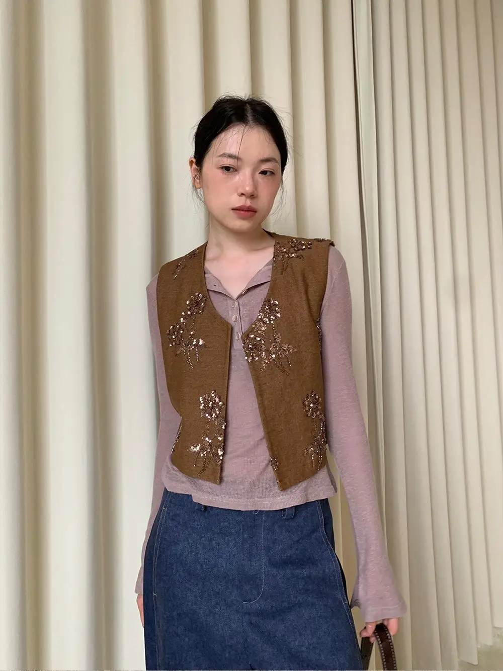 

Новая китайская жилетка Dorydory с вышивкой и бисером, женский многослойный топ, осень 2024, 100% хлопок, модная универсальная куртка