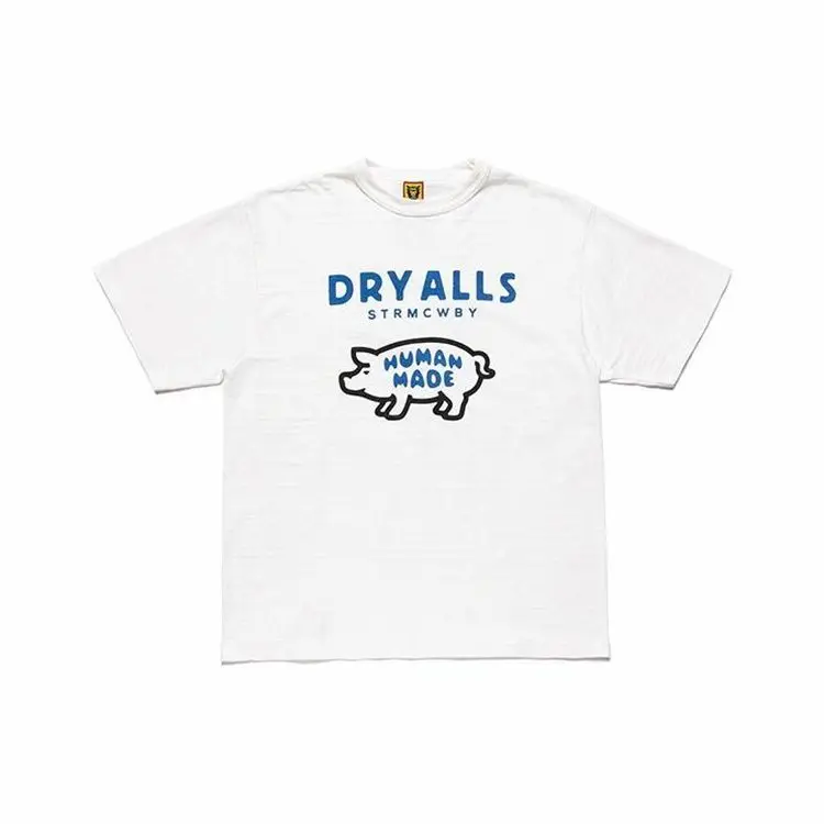 HUMAN MADE Letter Logo Pig Print Short Sleeved T-Shirt Japanese Trendy Brand Top Unisex Pure Cotton Trendy