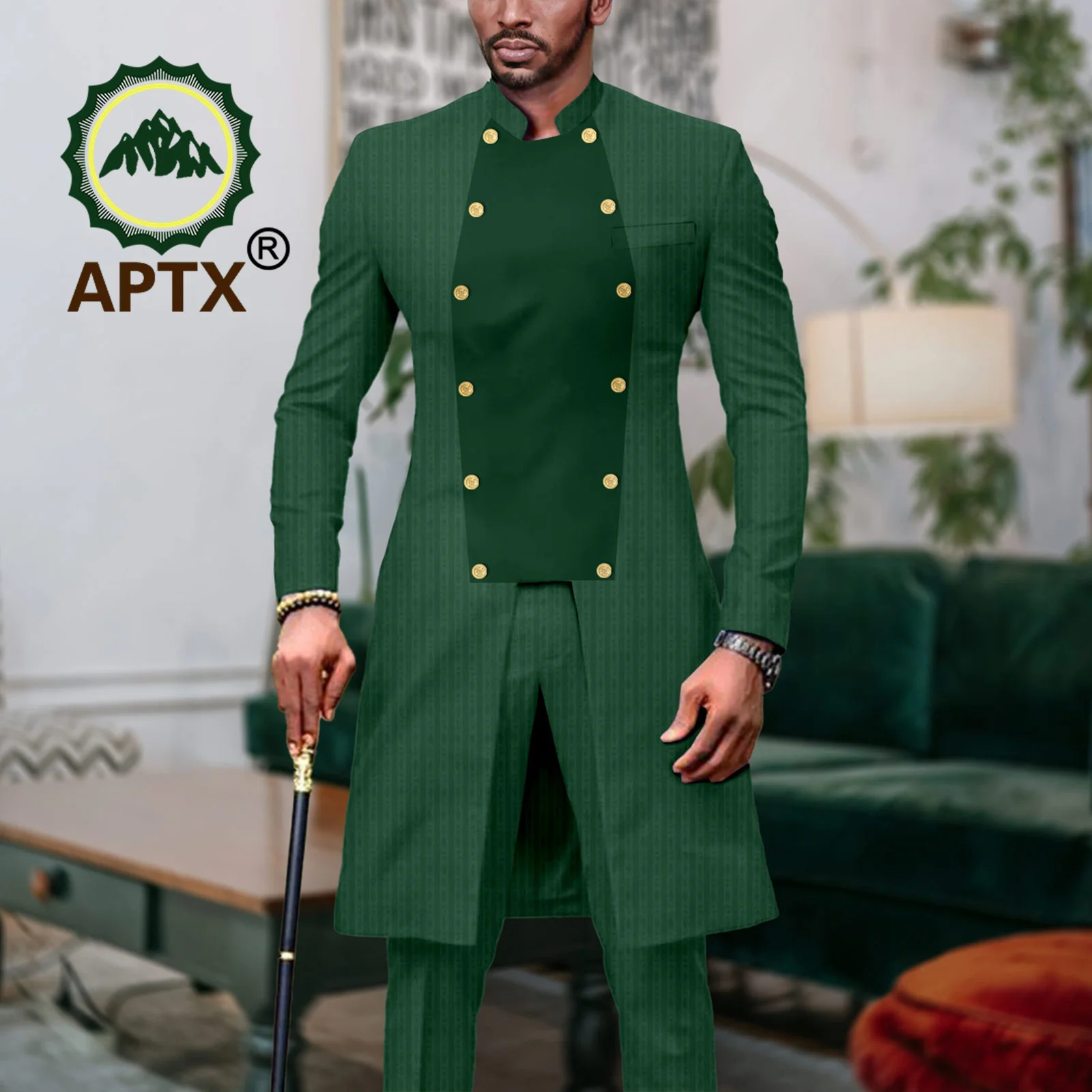 Traje africano ajustado para hombre, traje étnico Dashiki, chaqueta, abrigo, pantalones, conjunto de 2 piezas, atuendo Bazin Riche tradicional para