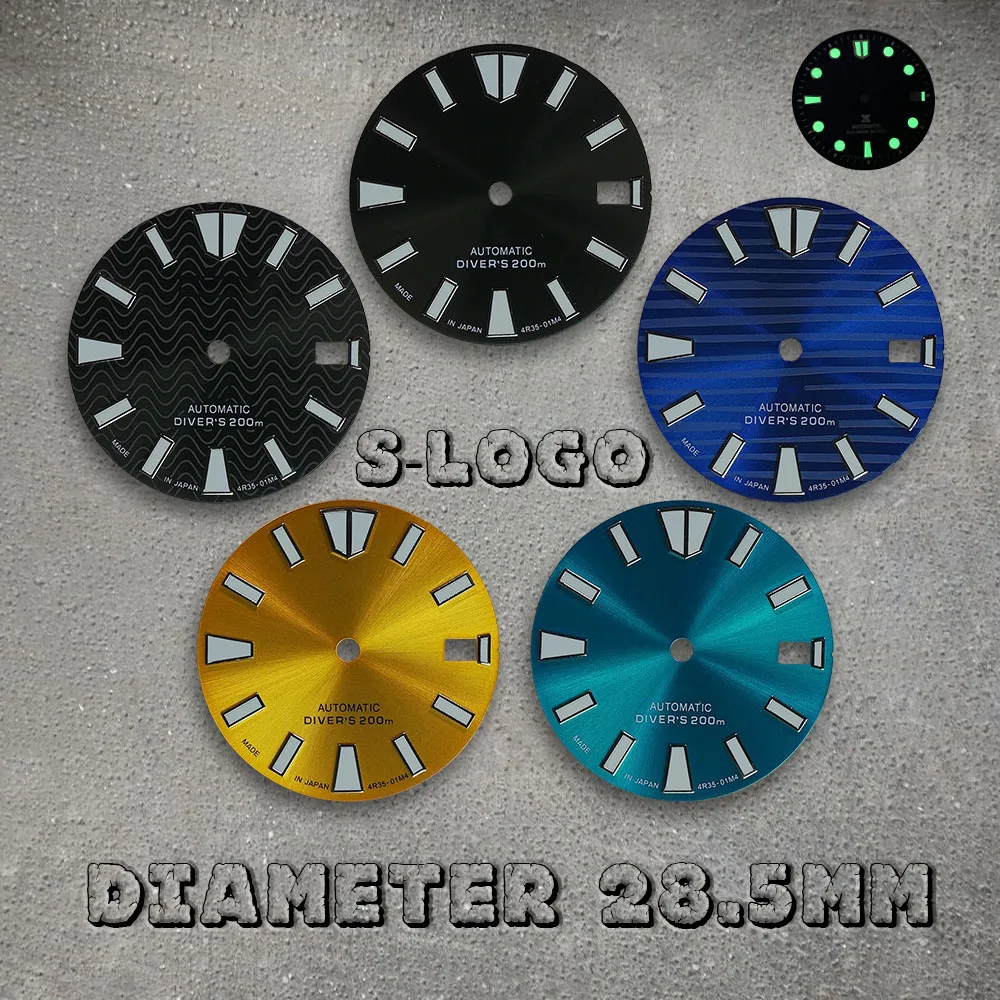 

Новый волнистый циферблат 28,5 мм, высококачественный логотип S для NH35/NH36, японский механизм C3, зеленые светящиеся аксессуары для часов ﻿ ﻿ ﻿