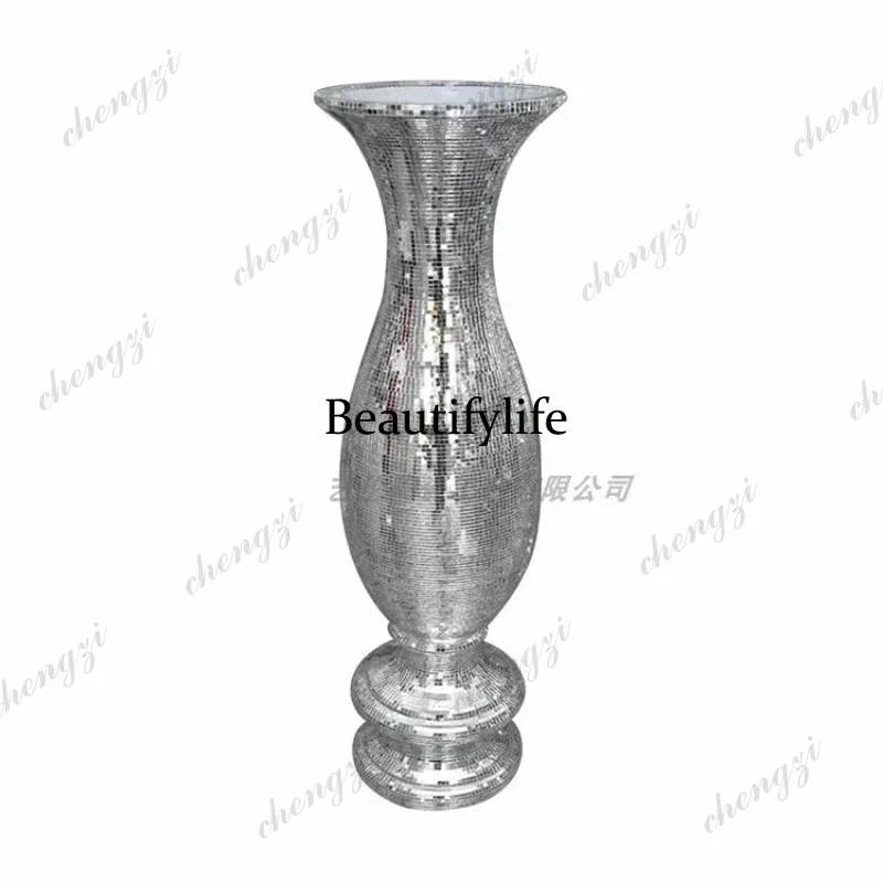 A95 new thin glass simulated flower vase hotel shopping mall clubhouse decorative ornament hydrangea flower device