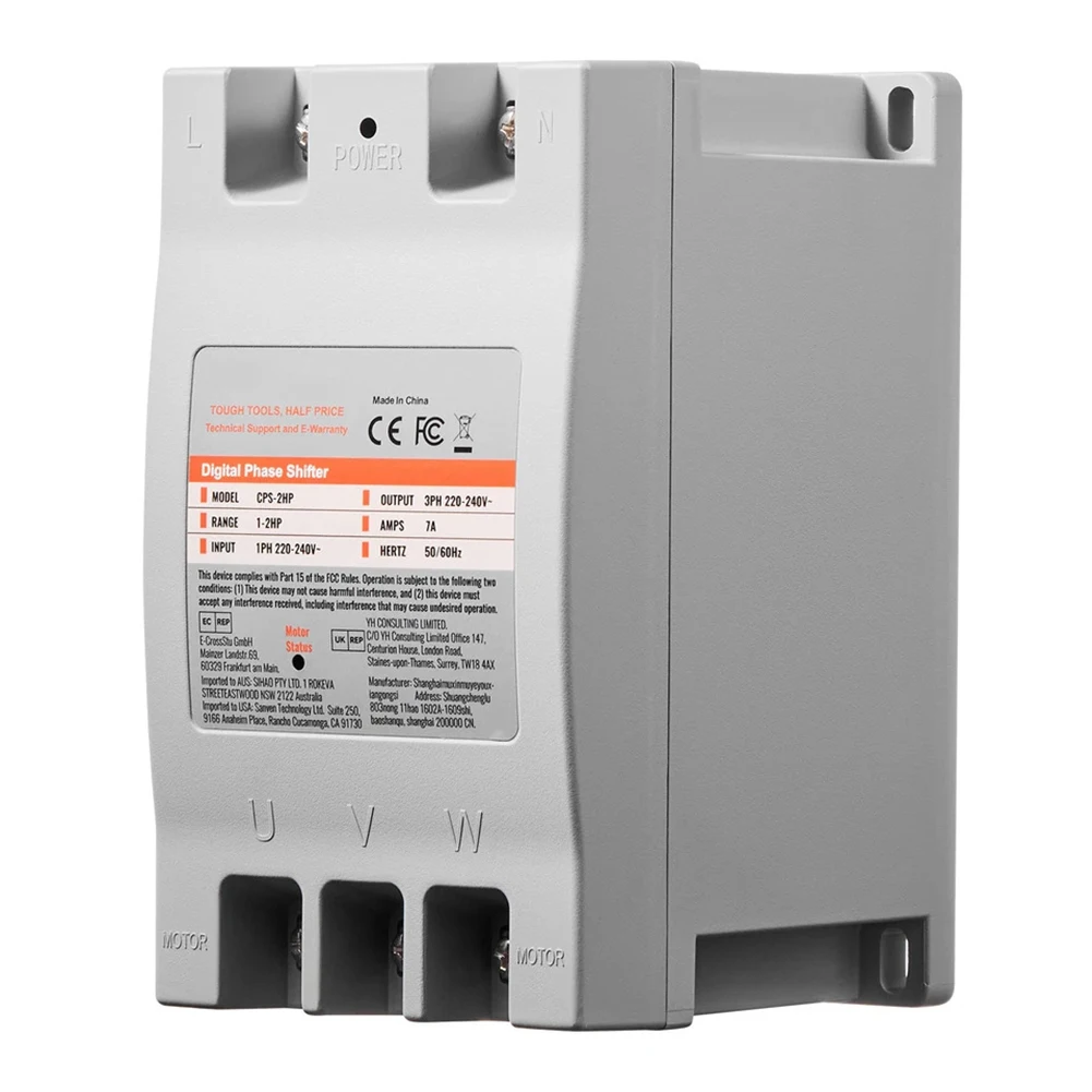 for 2hp Digital Phase Converter 220V-240V Single to Three Phase Input Output for Motor Drives for 7a 50 60Hz Metal Housing