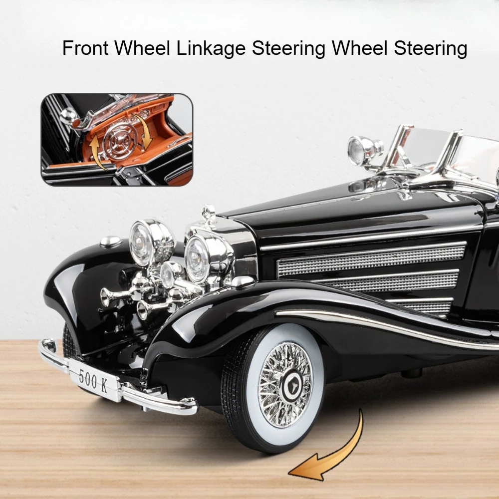 Modellspielzeug im Maßstab 1:24, 500K 300SL, Miniatur-Vintage-Autos, Legierung, Druckguss, Sound, Licht, Türen geöffnet, zurückziehbar, Sammlung, Fahrzeugspielzeug