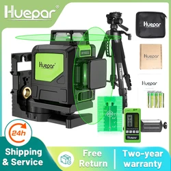 Huepar 8 Lines Laser Level 360° Cross Line Self-leveling Horizontal & Vertical Line Laser Tool With Laser Receiver and Tripod