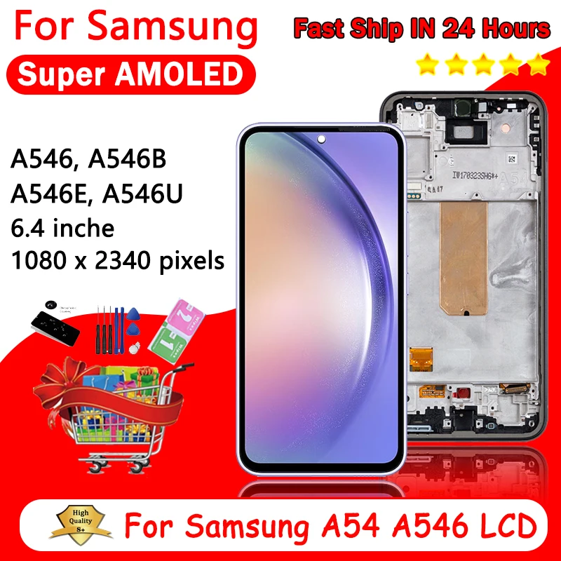 OLED Quality A54 Display For Samsung A54 5G LCD A546B A546E A546U Display Touch Screen Digitizer Assembly Replacement