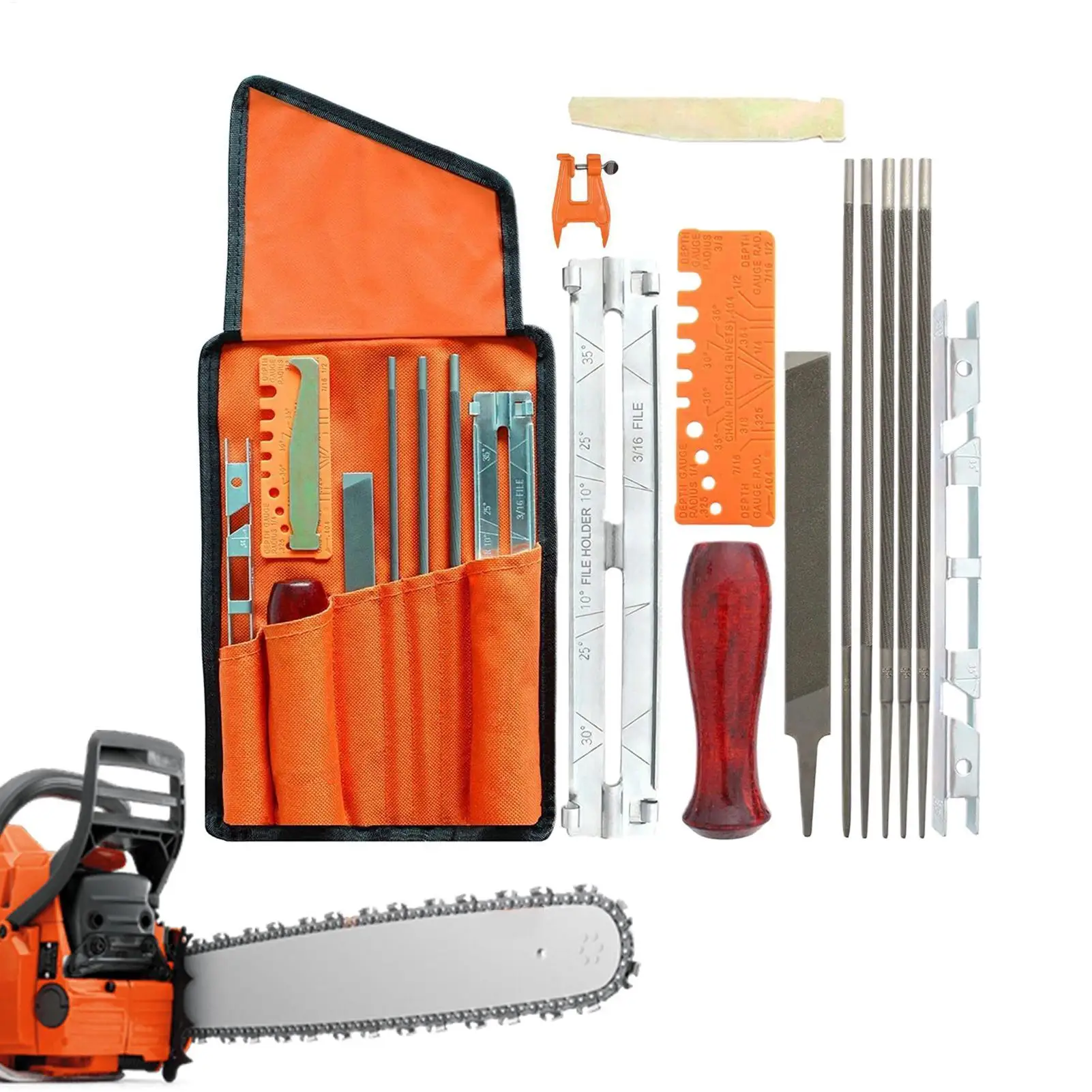 Professional 14-Piece Chainsaw Sharpening Kit Precision Chainsaw File Set & Grinder Accessories for Wood Cutting, Yard, Garden
