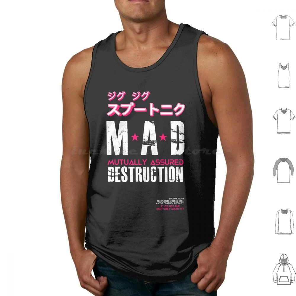 Sigue Sigue Sputnik , Japanese Style Electronic Rock N Roll Music Design Tank Tops Print Cotton Sigue Sigue Sputnik Mad