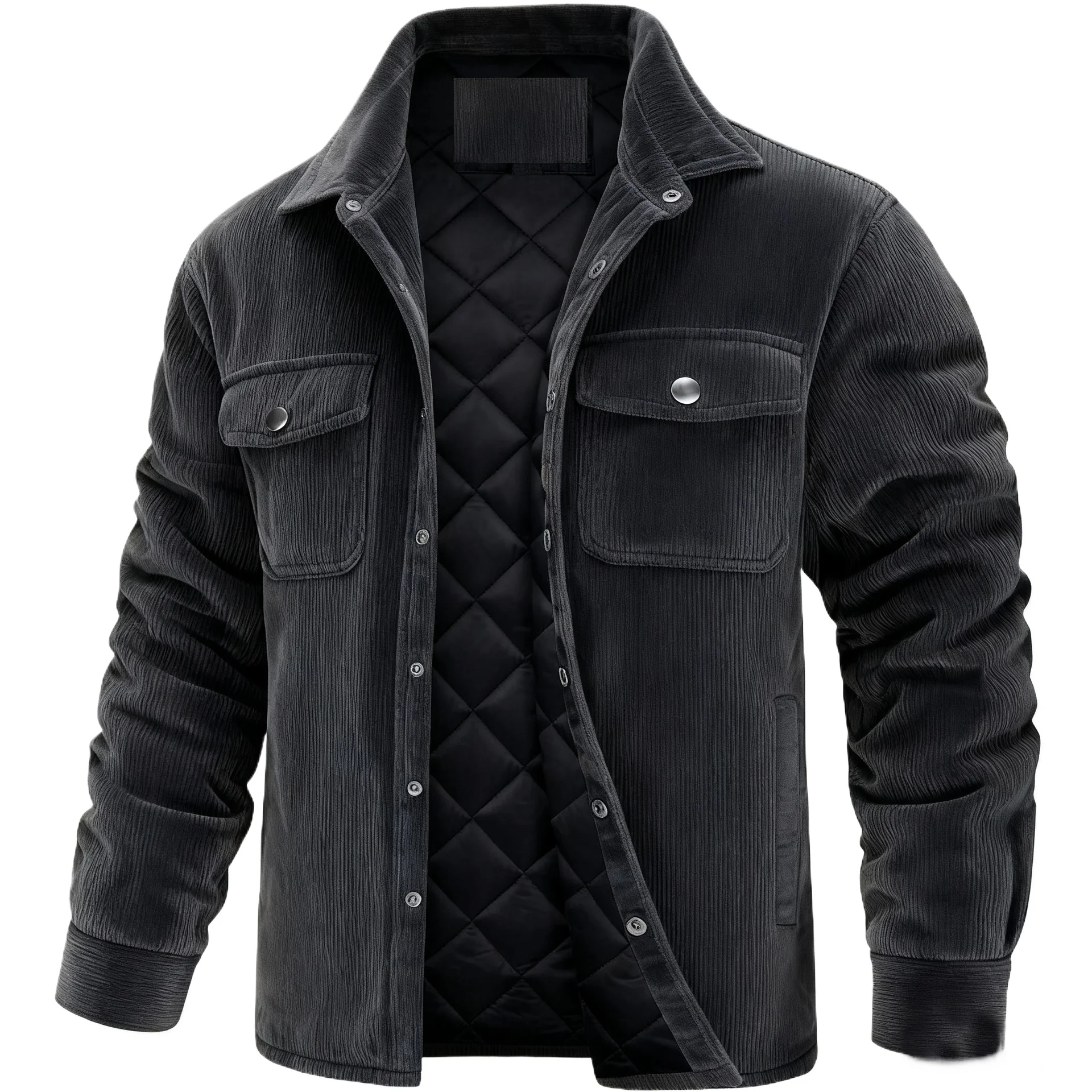 

Men's Corduroy Cotton Padded Jacket Winter Warm Turn Down Collar Coat Male Long Sleeve Casual Outerwear Buttoned Blazer Warm