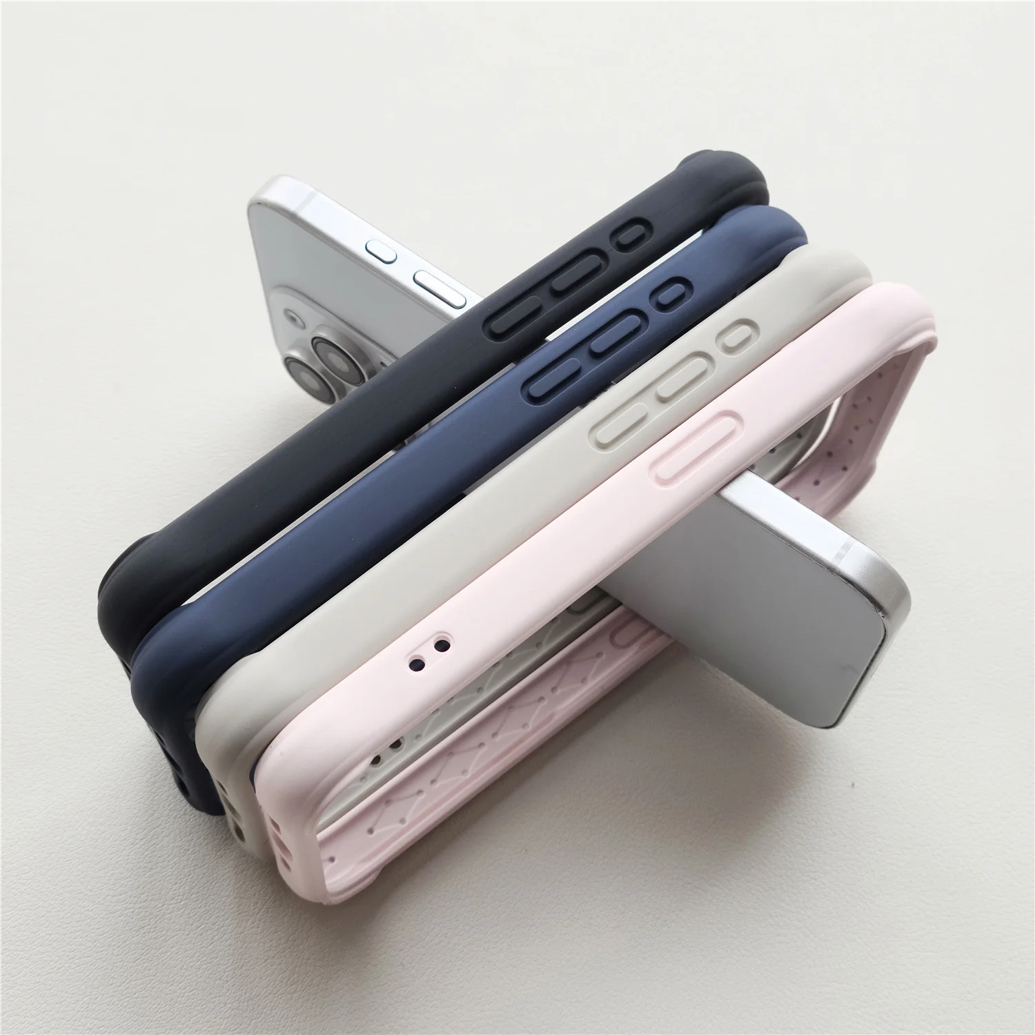 Luxury Silicone Bumper For iphone 15 Pro Max 14 13 12 Mini Soft Flexible Anti-Knock Frame Mobile Phone Case Grey Blue Black