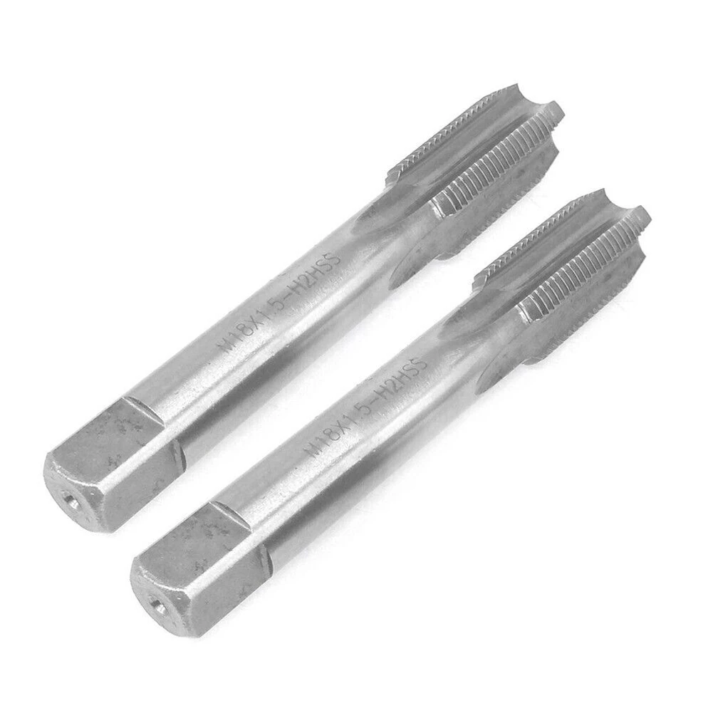 2pcs HSS Metric Taper Tap Set 18mm Diameter with M18x1 5mm Pitch Right Hand Thread for Thread Making Applications