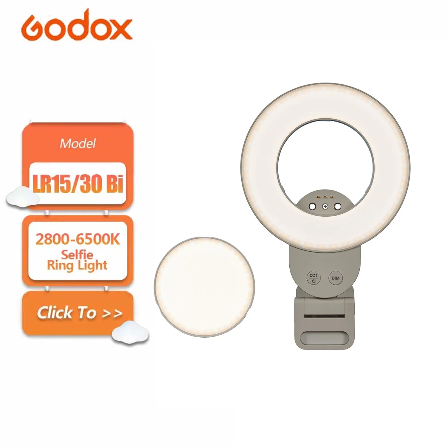 

Godox LR15Bi LR30Bi Litemons 2800K to 6500K Bi-color Selfie LED Ring Light for Selfie Photography Fill Light CRI 97 TLCI 98
