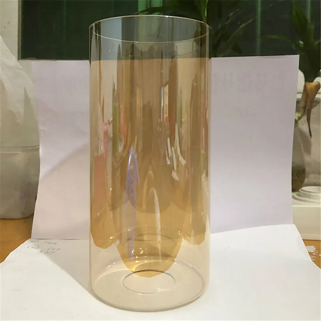 Amber Glass Lamp Shade D10xH20cm H15cm Cylinder Tea Color Glass Cover Replacement for Bathroom Wall Sconce Chandelier Lighting