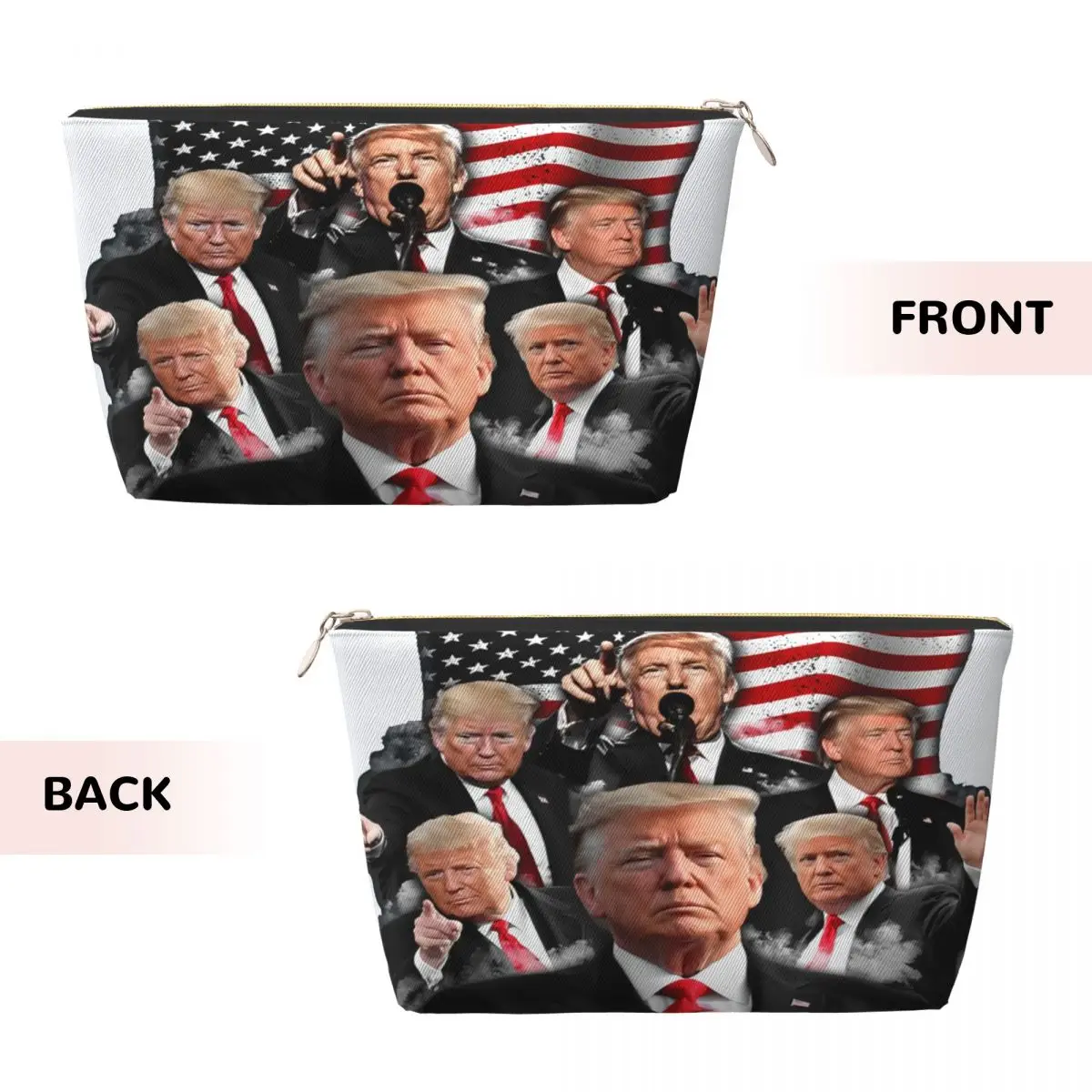 Custom Travel Never Surrender Trump Toiletry Bag Cute Cosmetic Makeup Organizer Women Beauty Storage Dopp Kit Box