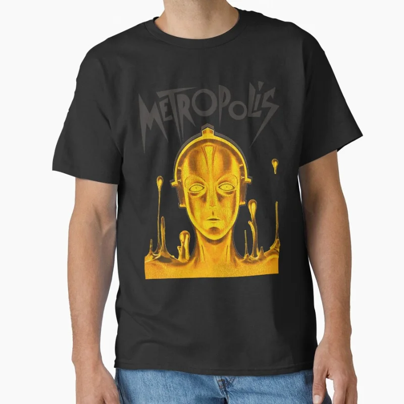 

Retro sci fi Metropolis Fritz Lang Movie germany cinema Short-sleeve crewneck T-shirt large size Adult Tops S-6xl