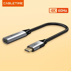 CABLETIME USB C to Mini Displayport Adapter 4K 60Hz for Laptop Macbook Huawei Mate 40 30 pro Samsung S20 Mini DP Converter C384