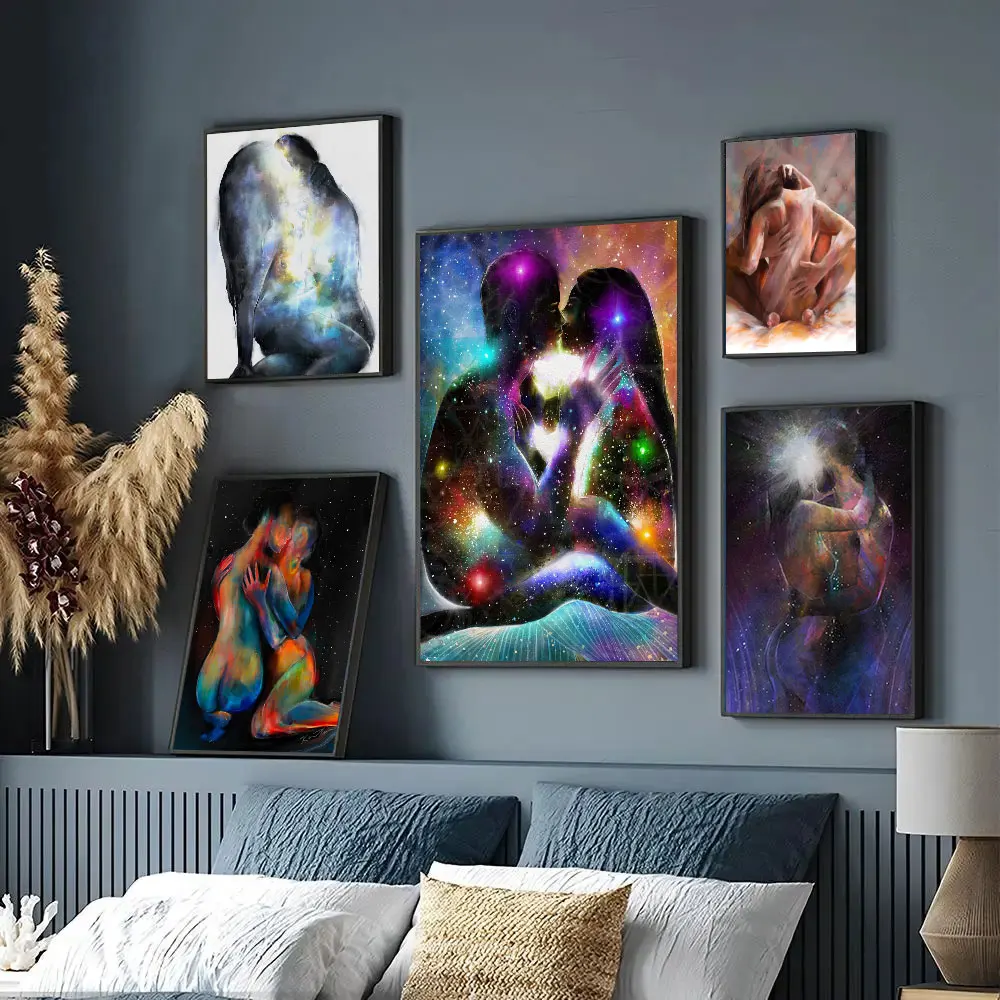 Abstract Soulmates Lovers Art Poster Love is the Whole Thing Painting Canvas Prints Room Home Bar Cafe Home Decor