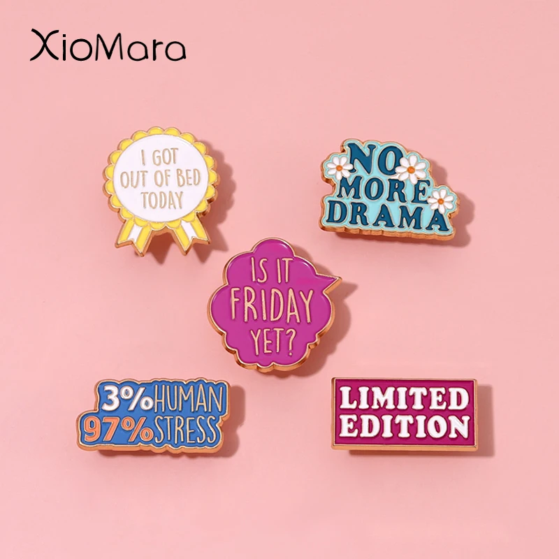 Banner Quotations Enamel Pin Custom Geometric Funny Dialogue Anti Social Drama Brooches Lapel Badge Jewelry Gift For Best Friend