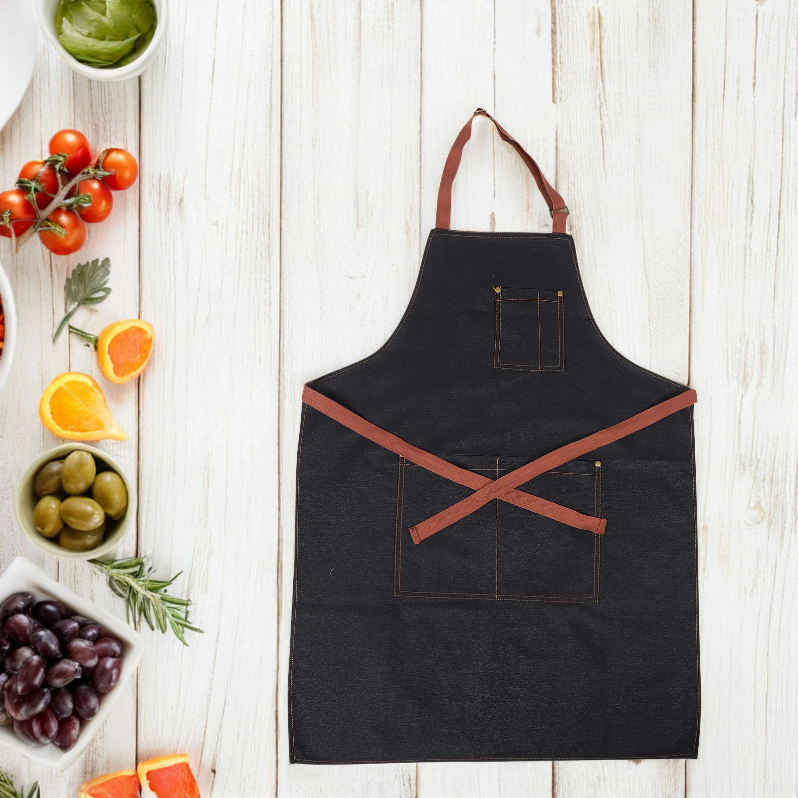 

Stylish Denim Work Apron For Women Men Kitchen Workshop Restaurant Cooking Laundry Barber Hair Stylist Coffee Retro Family Easy