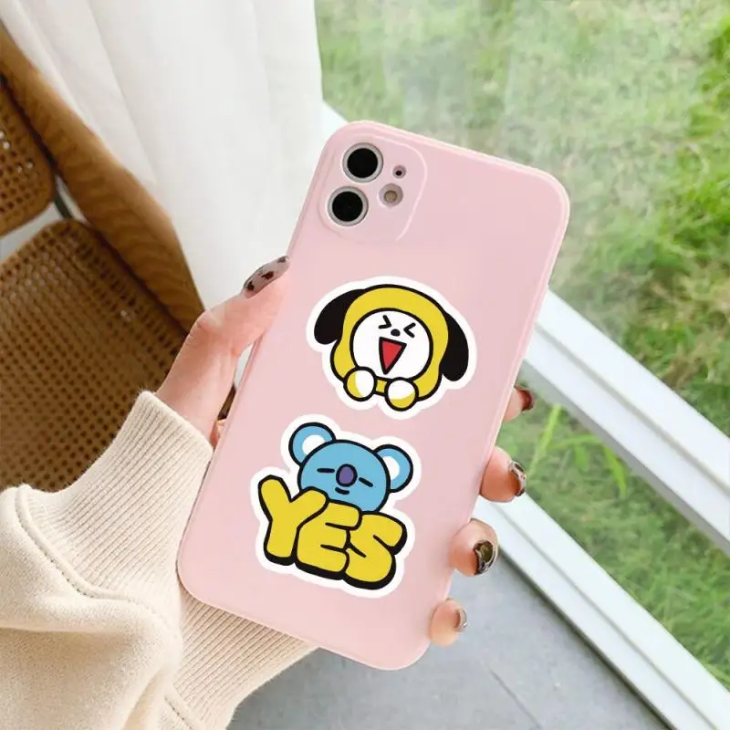 Anime dos desenhos animados bt21 tata chimmy cooky q versão adesivo criativo telefone móvel computador adesivo decorativo auto-adesivo