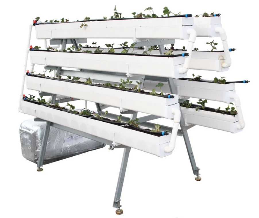 Cheap overall set of strawberry hydroponic planting system, vertical PVC sink garden, strawberry planting frame set