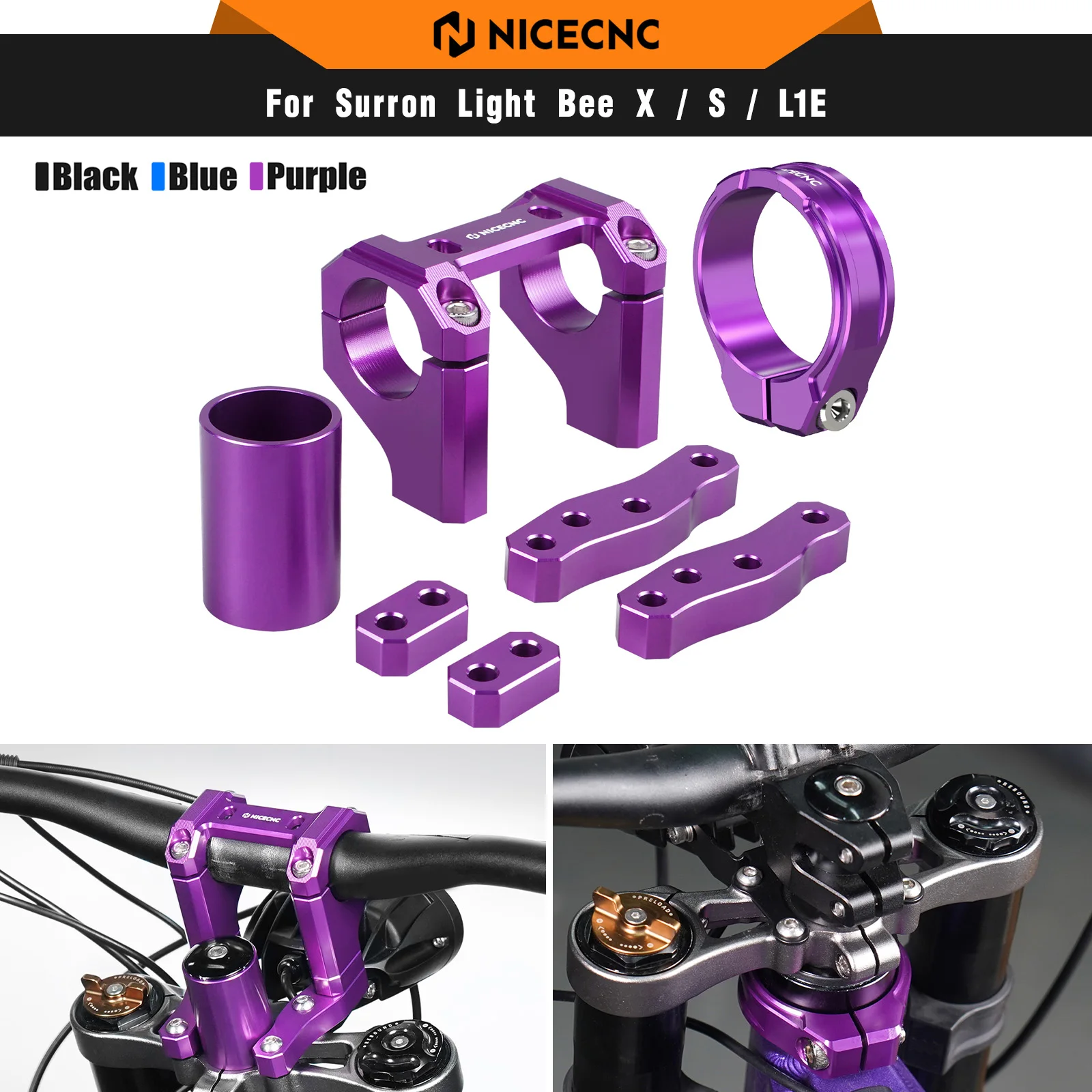 

For Surron Light Bee X S L1E Electric Dirt Bike Front Handlebar Bar Riser Mount & Head Tube Frame Brace For Segway X160 X260