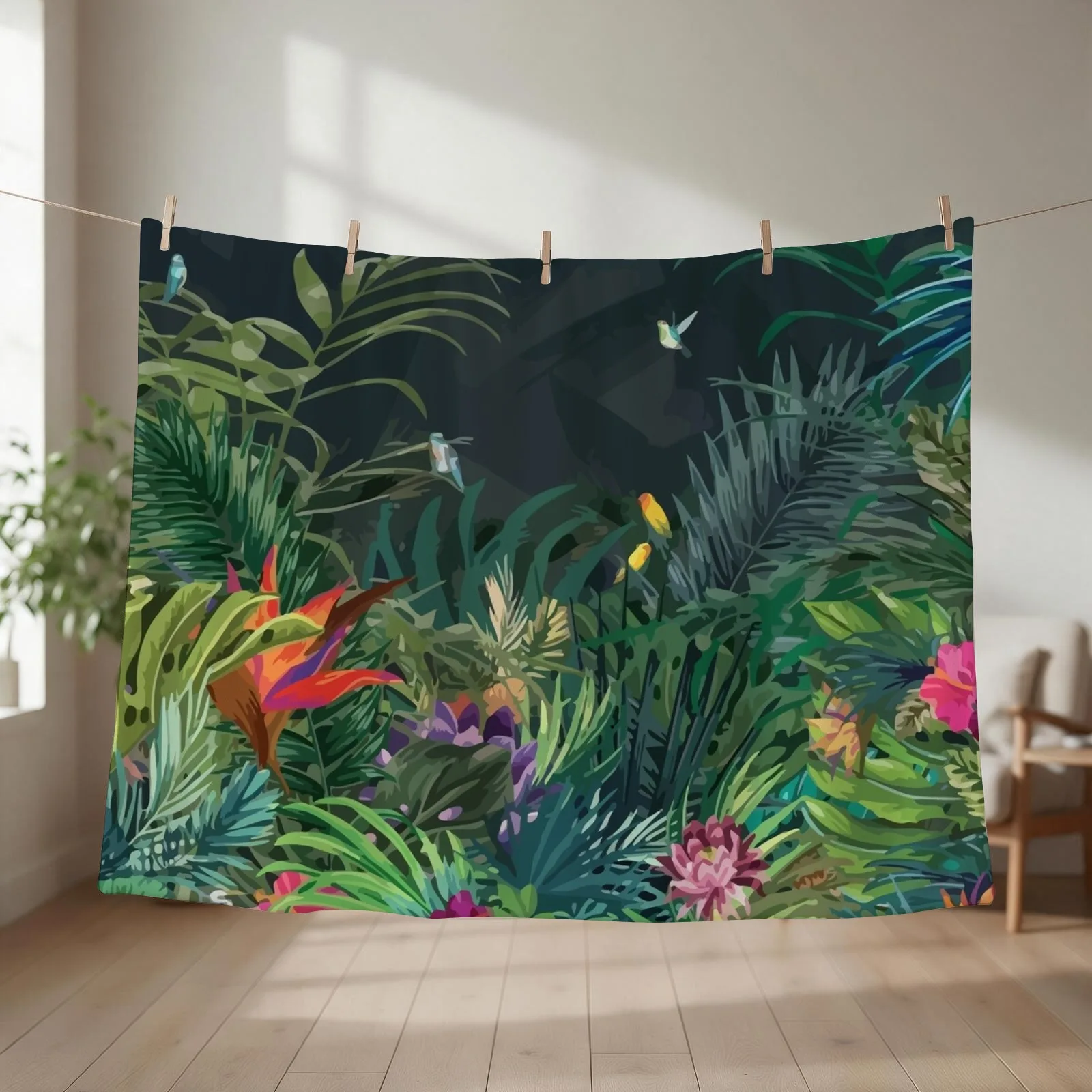 New Midnight Rainforest I Throw Blanket couch cozy soft plush fuzzy picnic outdoor blanket