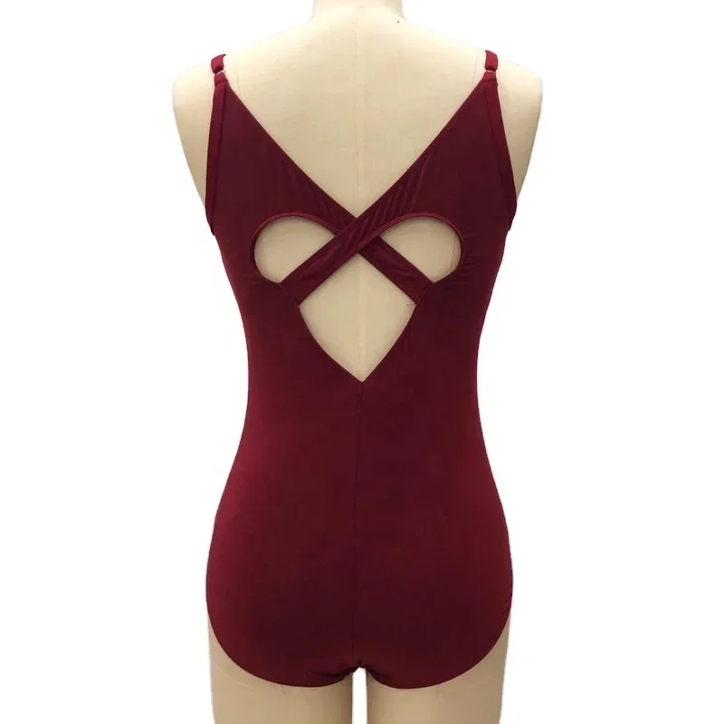 ผ้าฝ้ายSpandex Dance Uniform Classสวมใส่บัลเล่ต์Leotards Camisole SweetheartกลับUnitardโรงเรียนสตูดิโอหญิง