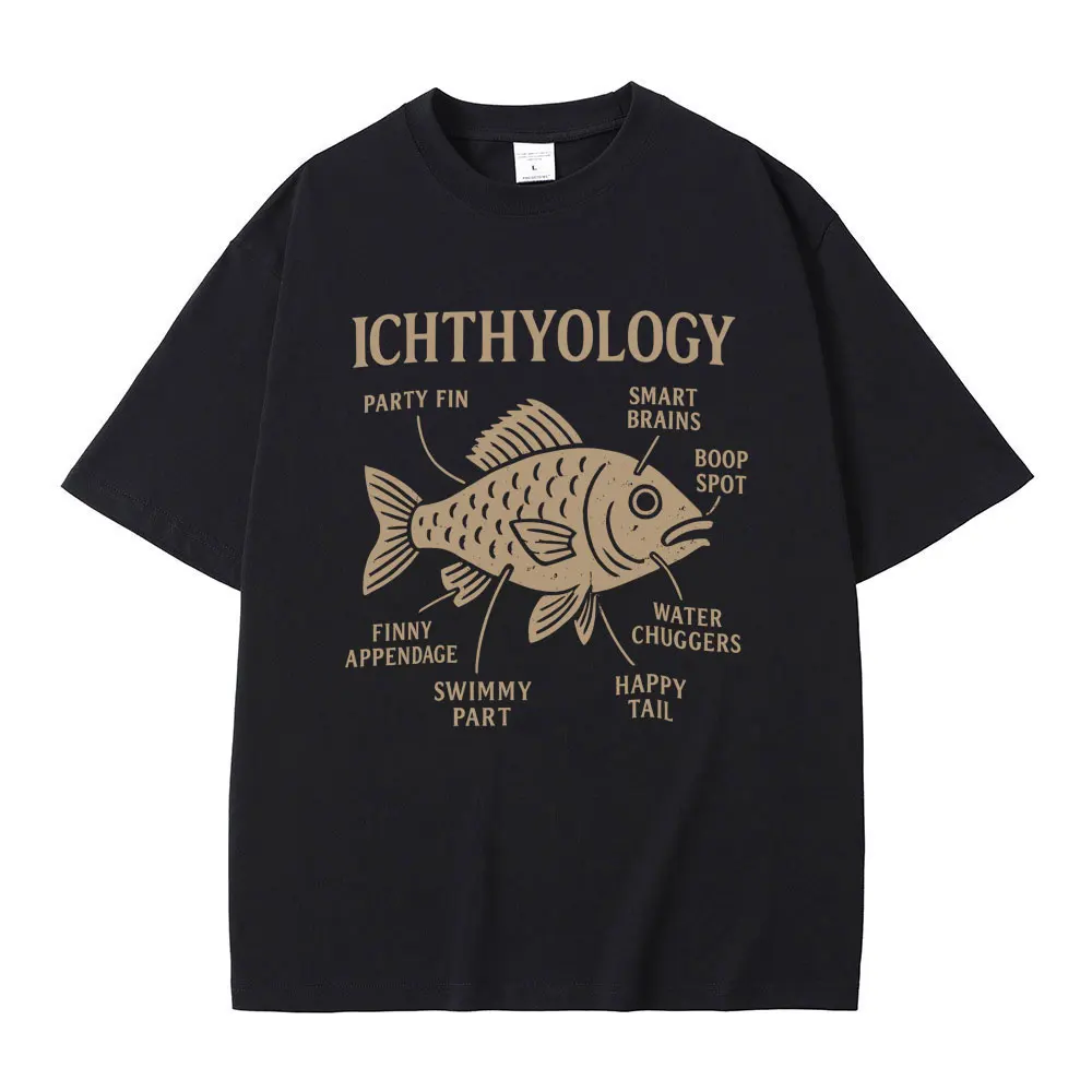 

Fish Ichthyology Funny Vertebrata Lovers Meme T-shirt Men Women Casual Cotton Vintage T-shirts Men's Oversized Crewneck T Shirts