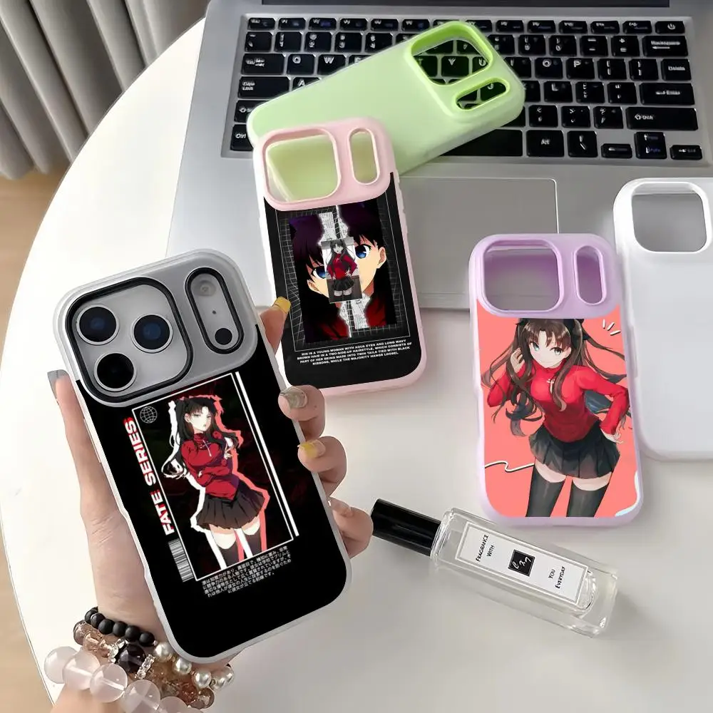 Coque de téléphone F-Fate Zero Tohsaka Rin pour iPhone 17 16 15 14 Pro Max, coque de téléphone en cristal double couche liquide brillant