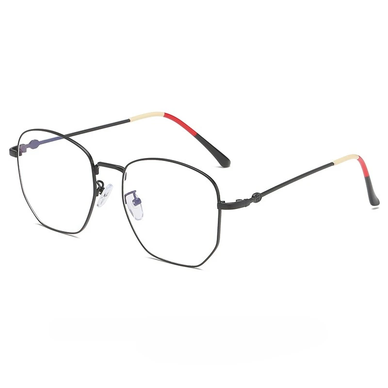 نظارات معدنية كلاسيكية غير منتظمة، إطار كامل لحجب الضوء الأزرق للجنسين، بلانو طلاء IP خفيف للغاية، متين ومريح