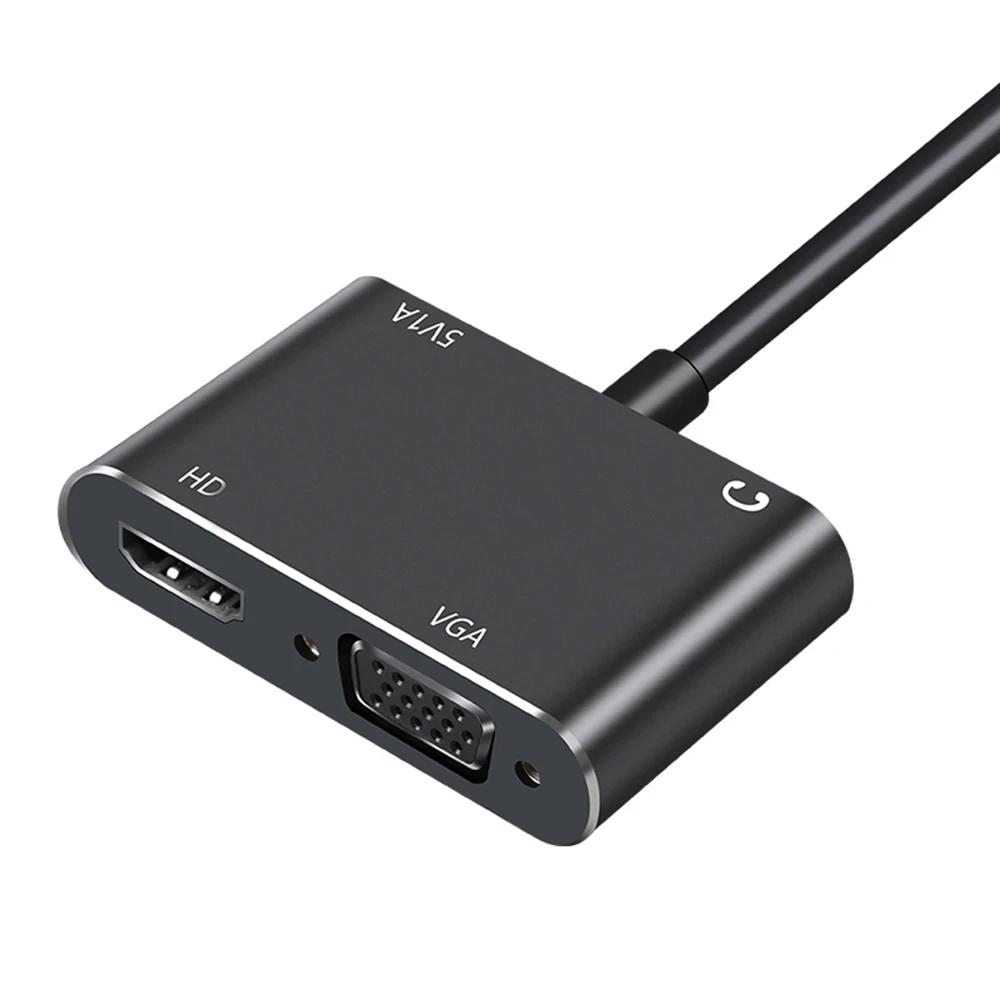 Adaptador HD Vga a HDMI, convertidor divisor Compatible con puerto de fuente de alimentación AudioDC de 3,5mm para proyector de PC, adaptador de Monitor HDTV