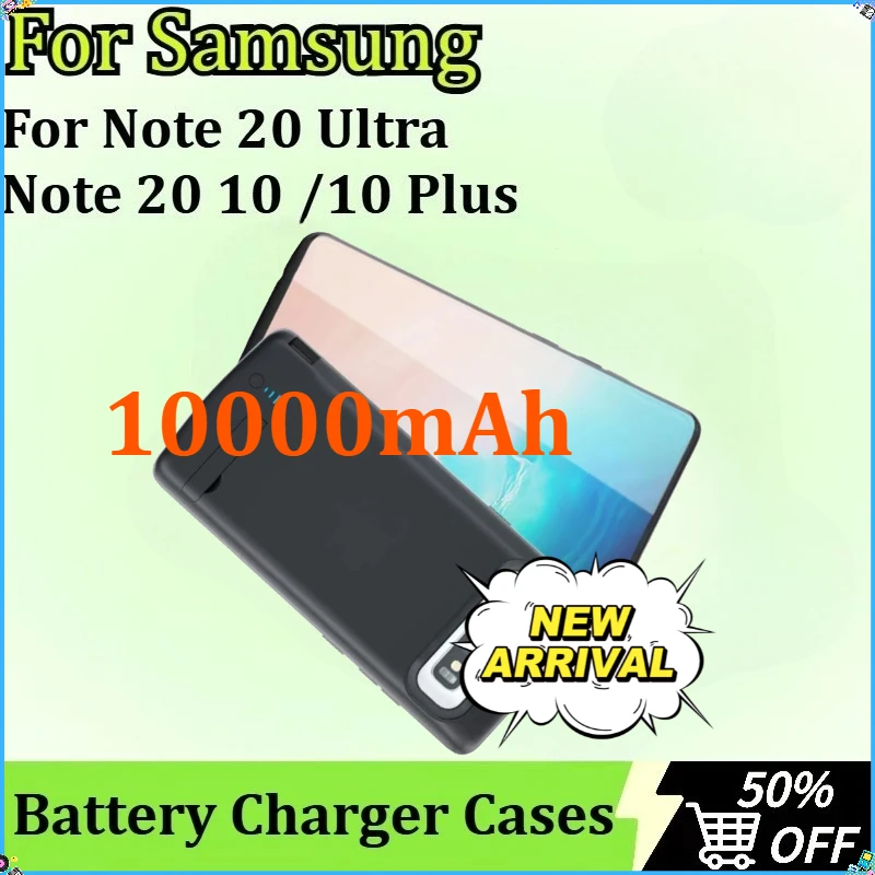 لهاتف سامسونج جالاكسي نوت 20 الترا نوت 20 10 بلس حافظة شاحن بطارية جديدة باور بانك غطاء شحن مقاوم للصدمات 10000 مللي أمبير في الساعة
