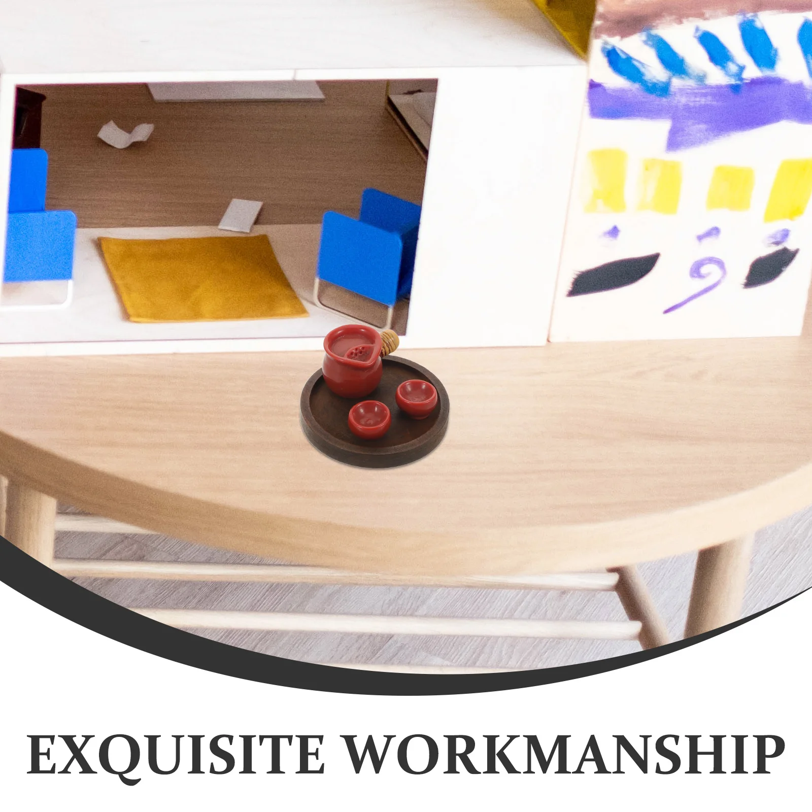 6 مجموعات إبريق الشاي الصغير فنجان شاي مجموعة صينية مصغرة دمية اكسسوارات المطبخ أطباق الطعام أكواب الاطفال التظاهر اللعب