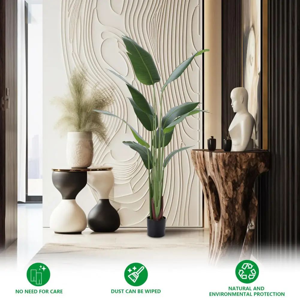 

Искусственное банановое дерево 1,5 м для домашнего декора, искусственное тропическое напольное растение в горшке, высокие искусственные растения