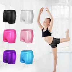 3-8T Athletic Gymnastics Kids Glossy Dance Shorts Belly Dance Safety Shorts High Elastic Breathable Shiny Glitter Boxer Shorts