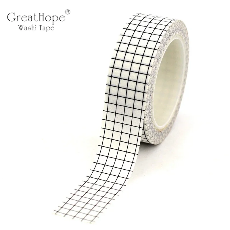 

1X10 м милая черно-белая сетка васи лента японская бумага DIY планировщик клейкая маскирующая лента наклейки декоративная канцелярская лента
