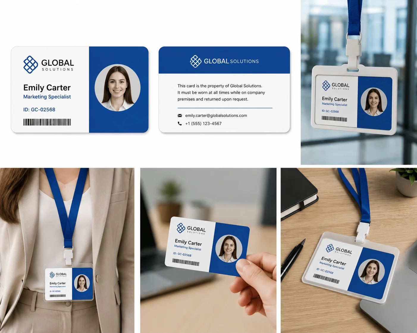 Customized Double-Sided Pvc Work Id Cards, Pvc Business Cards 3.37X 2.12inch , Durable Plastic Custom Design Cards, Personalized Membership Cards and Business Cards