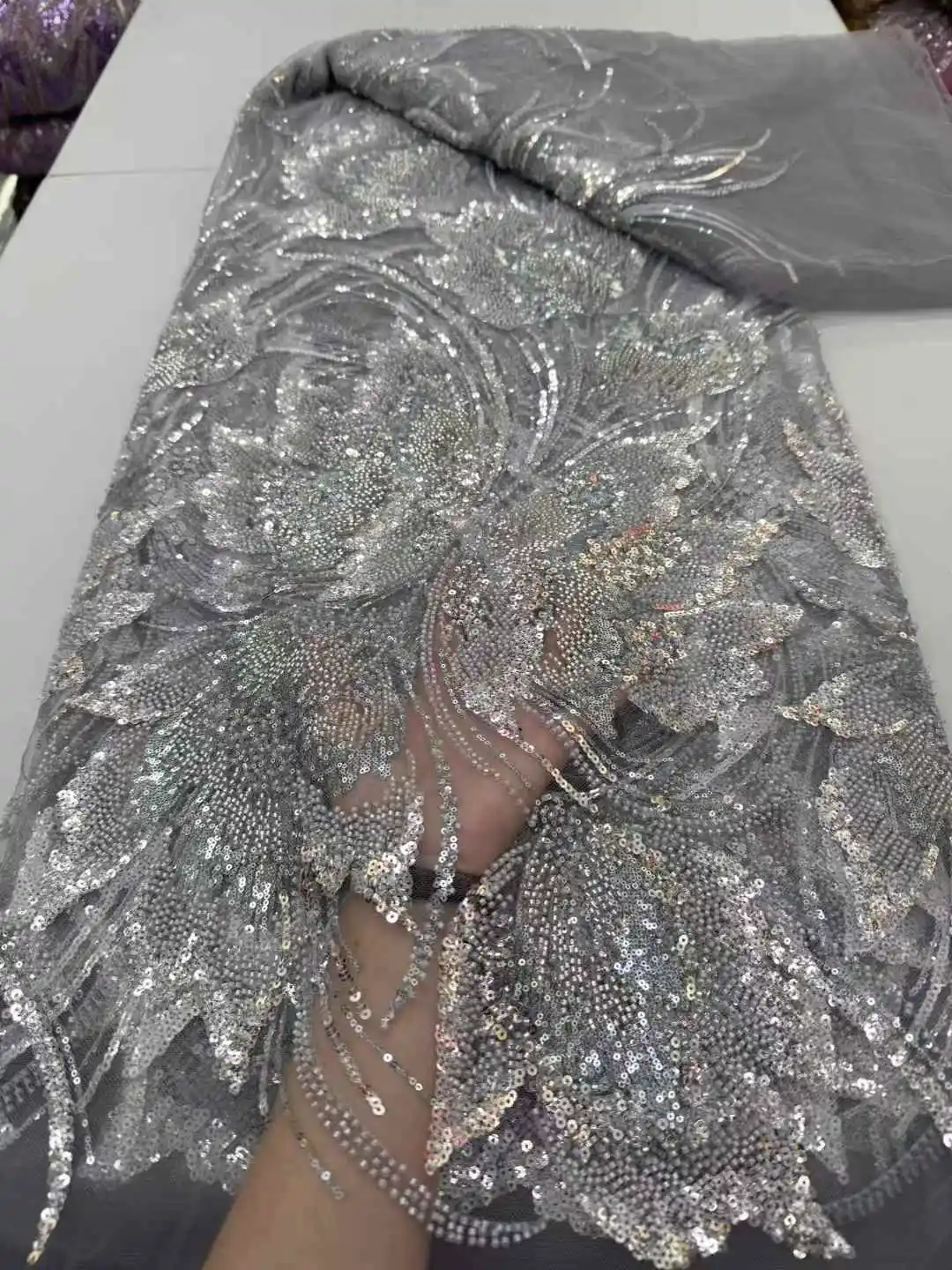 2025 Latest Austria Elegant Best Quality Luxurious Beaded Tube Lace With Stones fabric For Party Evening Dresses