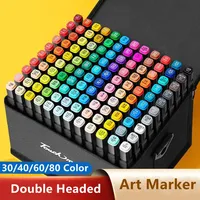 30/40/60/80 Colors Dual Tip Art Marker Pen Set for Draw Sketching Based Markers Pens Graffiti Manga School Art Supplies