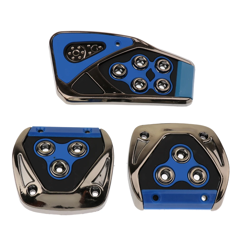 3Pieces Non-Slip Brake Foot Pedals Pads Covers Blue