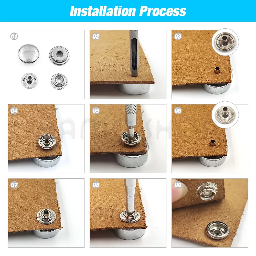25/35 Sets Metall Druckknöpfe Knopf Verschluss Knopf Kein Nähen Snap Druckknöpfe mit Installieren Werkzeuge für Kleidung Taschen Schuhe Lederhandwerk – Detail 1